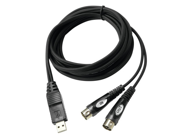 OMNITRONIC Adapterkabel USB/2xMIDI 3m sw